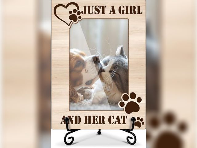Lot 96-190949 - Cat Picture Frame-Just A Girl And Her Cat, Memorial Gifts for Pet Owner, 4x6 Photos Frame with Stand...
