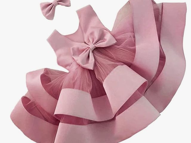 Lot 96-165922 - Toddler Girl Bowknot One Shoulder Tutu Gown Ruffle Lace Tulle Dress Baby Party Dresses with Headwear...