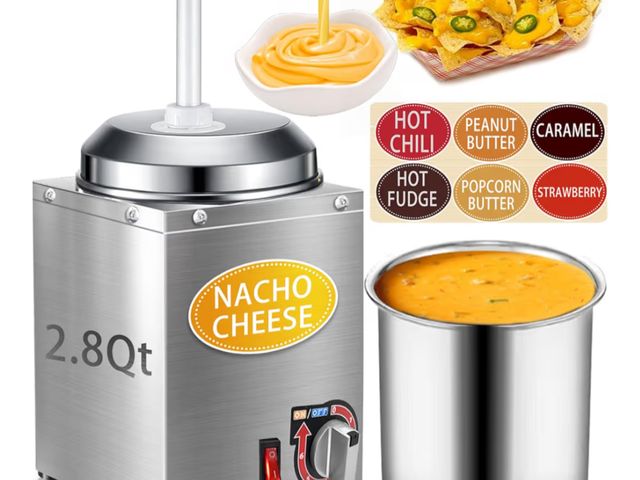 Lot 96-211559 - Nacho Cheese Dispenser with Pump - 2.8QT Stainless Steel Nacho Cheese Hot Fudge Sauce Warmer Machine...