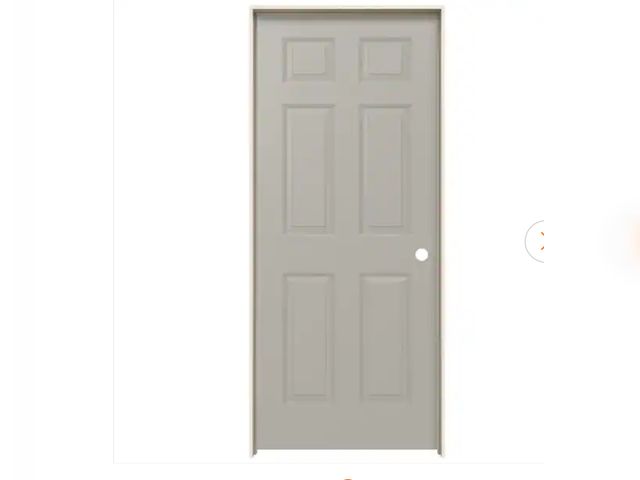 Lot 96-219828 - Damaged Pre-Hung Cream Colored Door frame has come undone/cracked and some shipping marks. Slightly ...