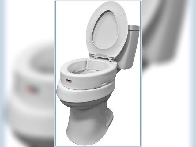 Lot 96-179940 - Carex Toilet Seat Riser, Elongated Raised Toilet Seat Adds 3.5 inches to Toilet Height, for Assistan...