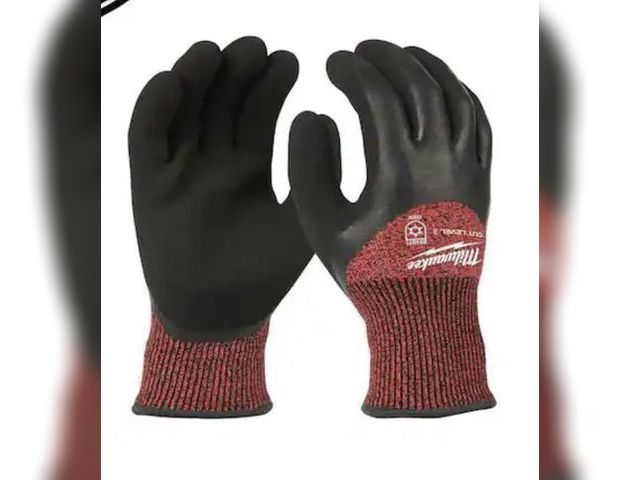 Lot 96-198344 - Milwaukee Medium Red Latex Level 3 Cut Resistant Insulated Winter Dipped Work Gloves Size M Unused