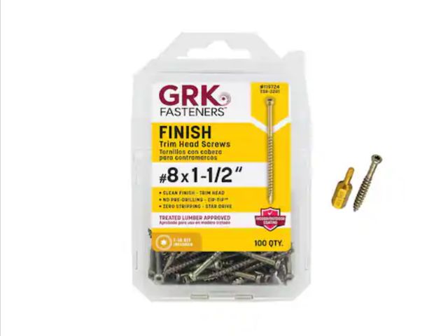 Lot 96-227759 - GRK Fasteners #8 x 1-1/2 in. Star Drive Trim- Head Finish Screw (100-per Pack) New