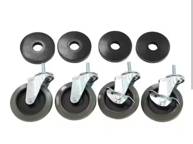 Lot 96-162473 - HDX 4 in. Industrial Casters with Bumper Missing one, three wheels only
