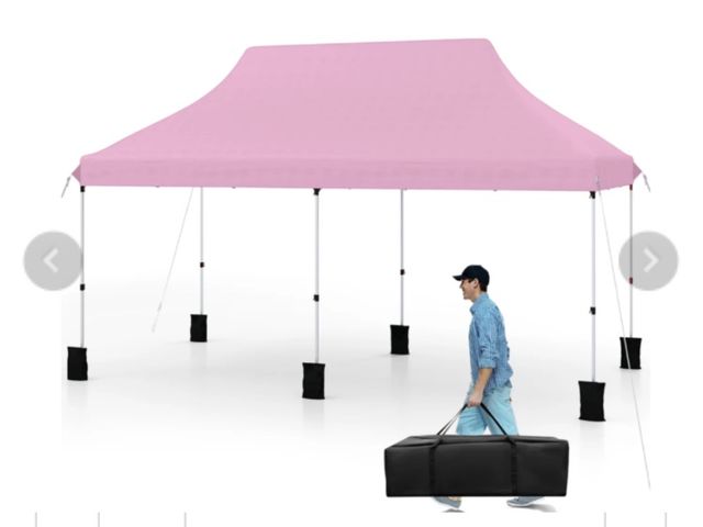 Lot 96-197342 - Costway  10 x 20 ft. Pop Up Canopy Tent Foldable Portable Outdoor Gazebo with Carry Bag color varies...