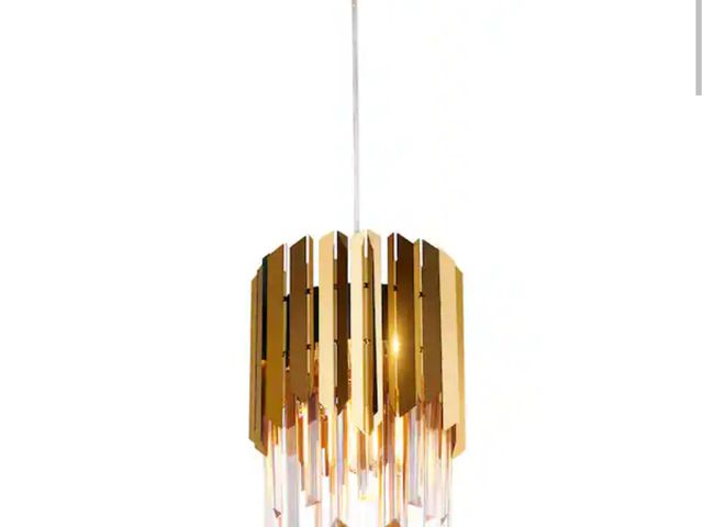 Lot 96-182467 - Merra Modern 1-Light Pendant with Tiered Unique Crystal Shade Gold New