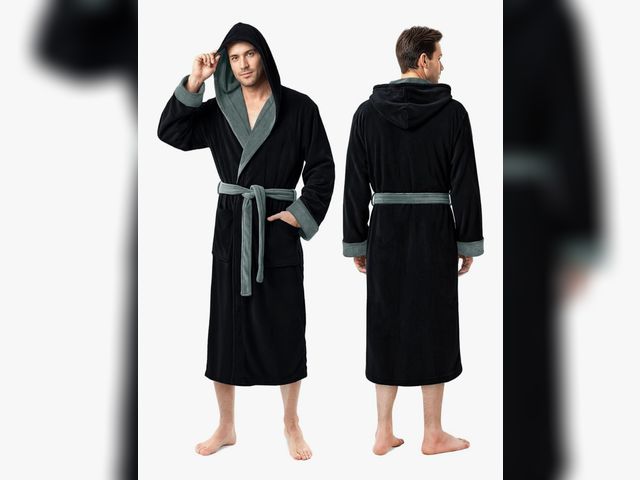 Lot 96-200834 - NY Threads Mens Robe with Hood, Luxury Plush Fleece Hooded Mens Bathrobe, Spa Bath Robe for MenL/XL ...