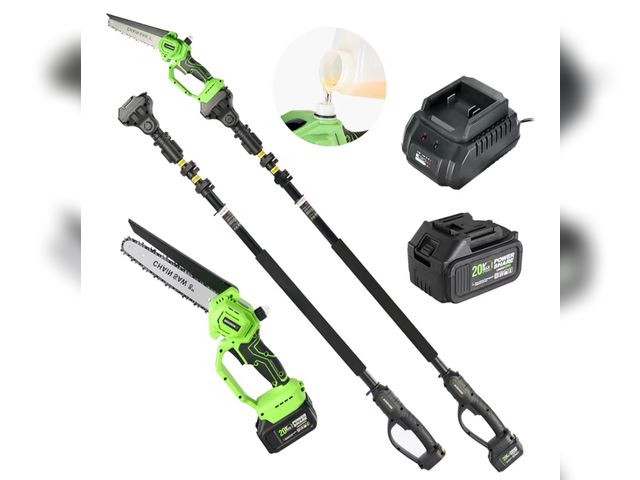 Lot 96-188040 - 2-in-1 Cordless Pole Saw &amp; Mini Chainsaw 20V 3.0AH 8-Inch 15FT Reach Electric Tree Trimmer Batte...
