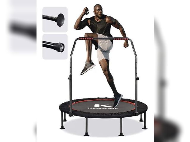 Lot 96-180740 - KENSONE 48" Foldable Mini Trampoline, Indoor Trampoline for Kids, Adults Indoor/Garden Workout, Fitn...