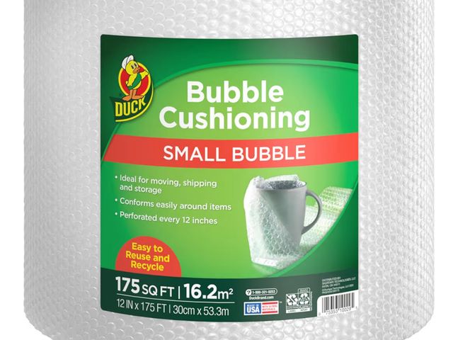 Lot 96-177171 - Duck Brand Small Bubble Cushioning Wrap for Moving &amp; Shipping - 150 FT Bubble Packing Wrap for E...