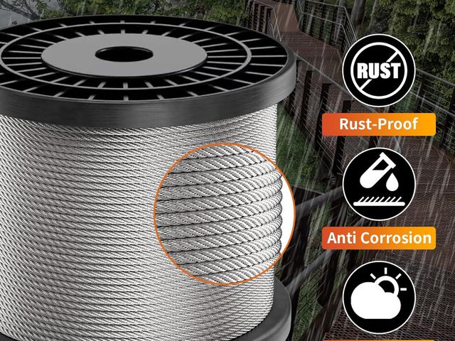 Lot 96-170598 - Stainless Steel Cable for Railing - 1000FT 1/8" T316 Wire Rope Cable for Deck Railings System Kit
op...
