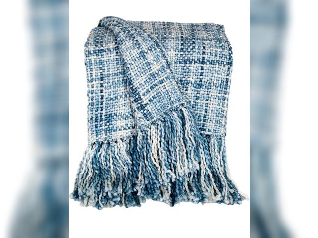 Lot 96-175854 - Parkland Collection Breathable Multi Blue-White Cotton Slub Throw 
appears unused