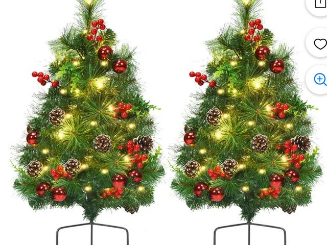 Lot 96-192479 - Costway Set of 2 Pre-lit Christmas Trees 24in Battery Powered Pathway Outdoor Decoration
New