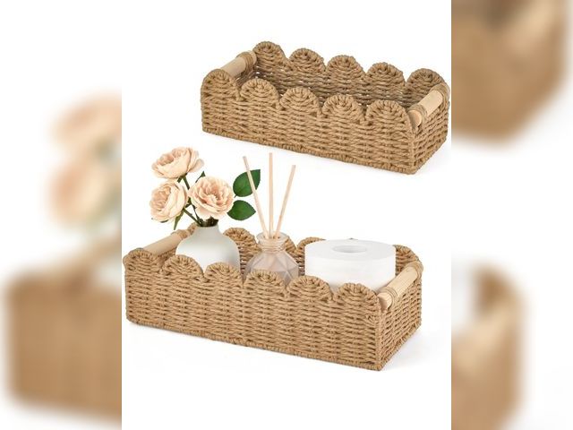 Lot 96-194222 - Haskell 3 Piece Scalloped Wicker Baskets 
differs from image 
New