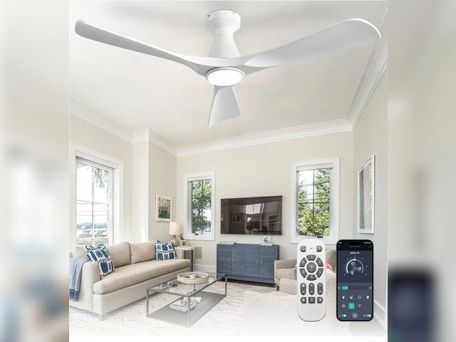 Lot 96-168550 - Depuley 52-Inch Ceiling Fans with Lights: White 3 Blade Flush Mount Low Profile Ceiling Fan for Bedr...