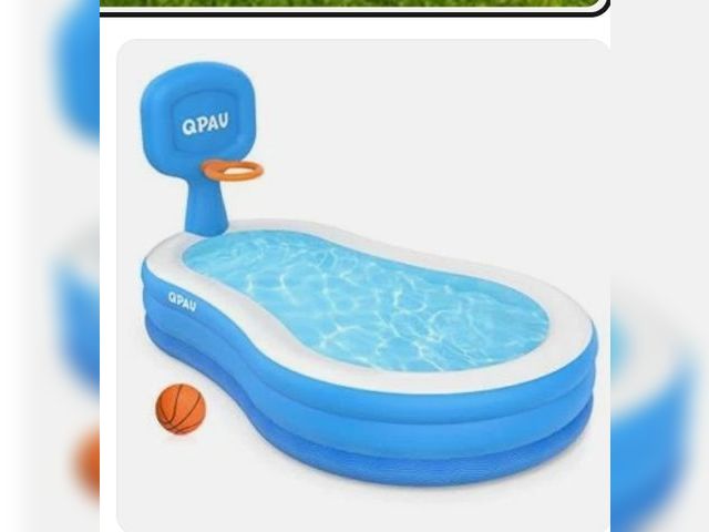 Lot 96-163055 - Qpau Inflatable Pool with Basketball Hoop Family Pool for Kids, Adults, Outdoor, Back
New