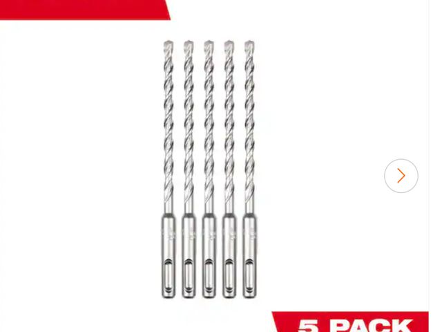 Lot 96-181900 - Milwaukee
SDS PLUS M2 2-Cutter 1/4 in. x 6 in. Drill Bit-5 Pack
Open Package 
Appears Unused