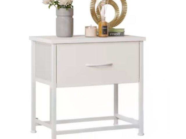 Lot 96-211554 - Fabric Drawer Small Lightweight Nightstand White New