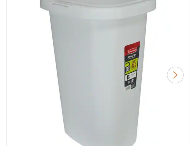 Lot 96-180977 - Rubbermaid White Touch Top Lid Trash Home, Kitchen and Bathroom, Plastic resin, 13 Gallon Garbage Ca...