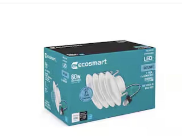Lot 96-211872 - EcoSmart
4 in. Integrated LED Recessed Retrofit Light Trim 5000K, (4-Pack
New