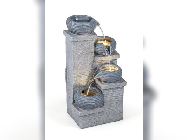 Lot 96-227422 - 23” Water Fountain Outdoor, 4-Tier Cascading Bowls Garden Fountains with Warm LED Lights
used untest...