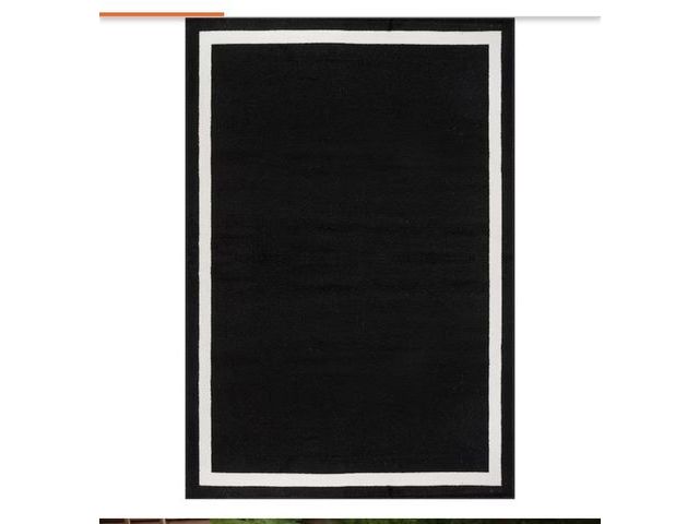 Lot 96-227740 - Beverly Rug Aura Black 5x7 ft. Rubber Back Washable Modern Bordered Indoor Outdoor Area Rug New