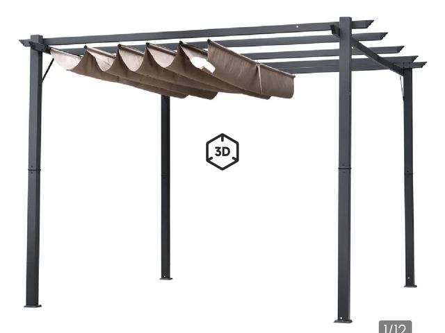 Lot 96-161722 - Outsunny 10' x 10' Aluminum Patio Pergola with Retractable Pergola Canopy, Backyard Shade Shelter fo...