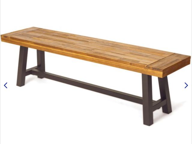 Lot 96-166582 - Aura Outdoor Bench with Slat Top and Metal Legs In Brown New MSRP $179