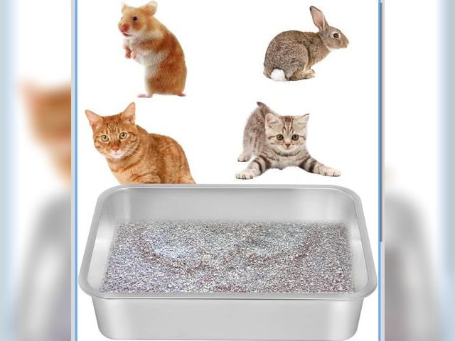 Lot 96-170234 - Stainless Steel Cat Litter Box, Kitten Litter Tray, Metal Cat Litter Pan, Non Stick Smooth Surface, ...