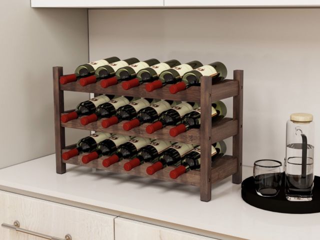Lot 96-197985 - 3-Tier Bamboo Freestanding Countertop Wine Bottle Organizer New