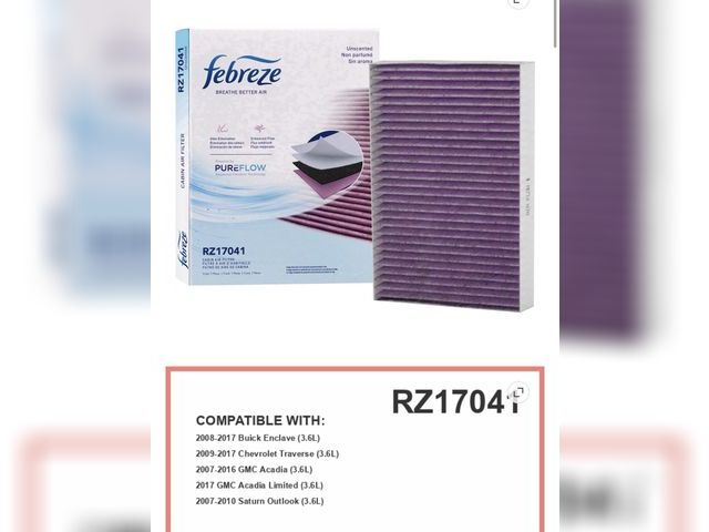 Lot 96-230564 - Febreze Odor Control Cabin Air Filter by PUREFLOW RZ17041 Fits 2009-2017 Chevrolet Traverse 3.6L; 20...