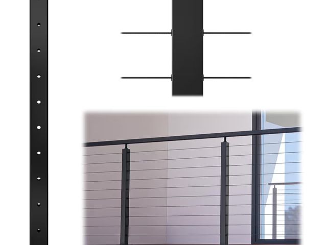 Lot 96-181004 - Muzata Black Cable Railing Post 36 Inch 36"x2"x2" Level Drilled Surface Mount T304 Stainless Steel C...