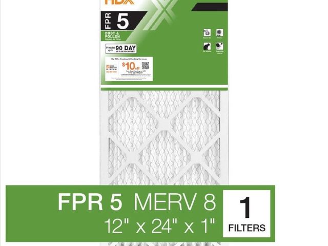 Lot 96-192632 - HDX
12 in. x 24 in. x 1 in. Standard Pleated Air Filter FPR 5, MERV 8
New