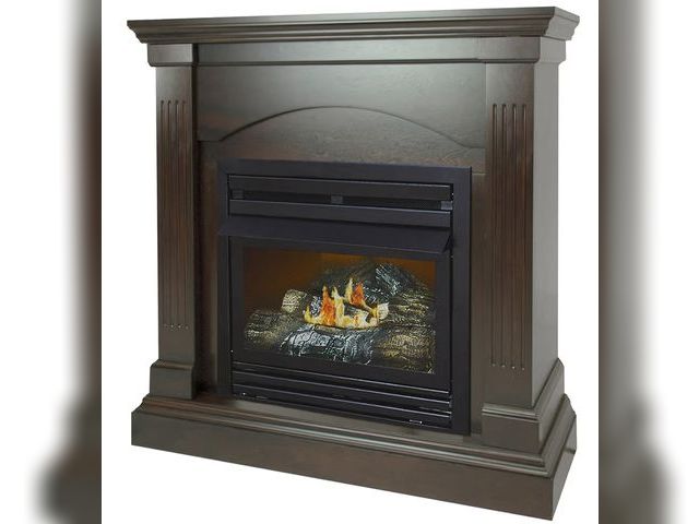 Lot 96-179117 - Pleasant Hearth 36 in. Natural Gas Compact Tobacco Vent Free Fireplace System 20,000  BTU
MSRP $999....