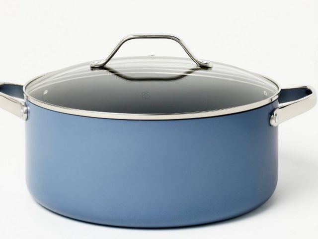 Lot 96-165561 - 8qt Nonstick Ceramic Coated Aluminum Wide
Stock Pot Blue - Figmint™
New