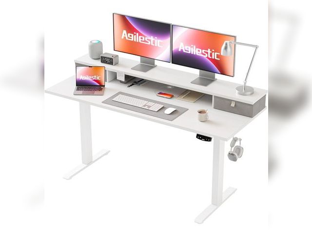 Lot 96-200739 - Agilestic 53 x 24 Inches Height Adjustable Electric Standing Desk with 2 Drawers, Stand Up Electric ...
