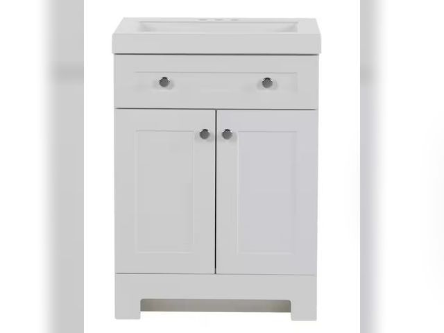 Lot 96-162554 - Everdean 24 in. Single Sink White Bath Vanity with White Cultured Marble Top (Assembled)
MSRP $259.9...