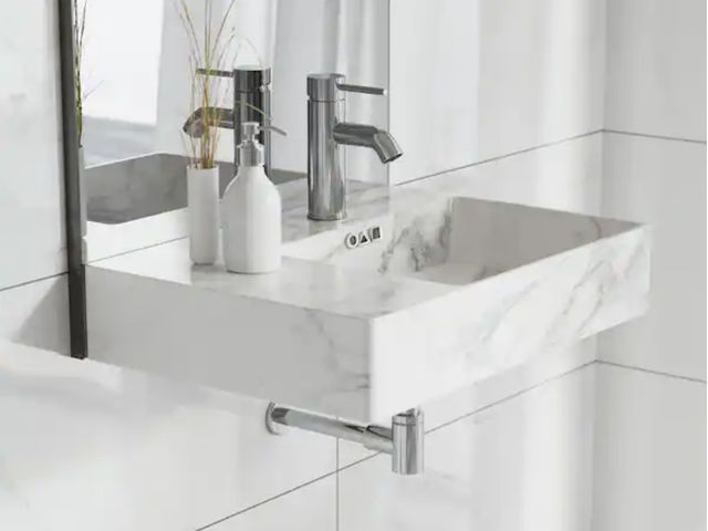 Lot 96-202928 - Swiss Madison
St. Tropez 24 in. Right Side Faucet Wall-Mount Bathroom Sink in White Marble
New 
Msrp...