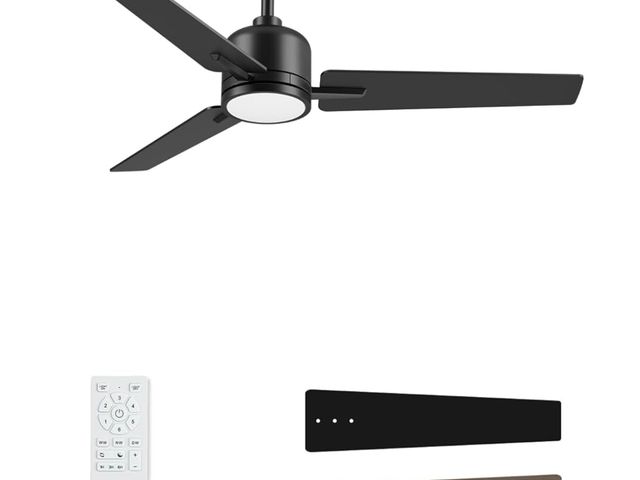 Lot 96-166701 - 52 Inch Ceiling Fan with Light and Remote, 3-Color Temperature Adjustable LED, 6-Speed Quiet Reversi...