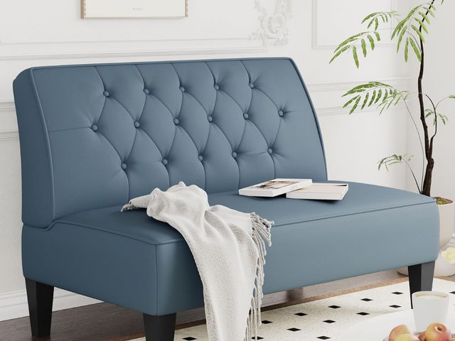 Lot 96-179228 - annjoe Button Tufted Loveseat Settee Upholstered Sofa Backrest Buckle Couch Banquette Bench for Dini...