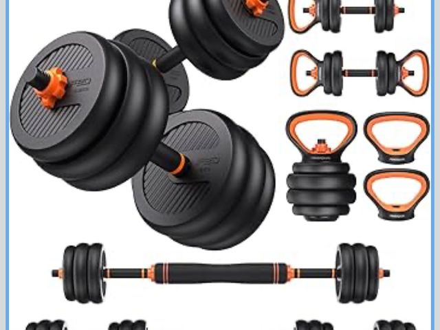Lot 96-180904 - FEIERDUN Adjustable Dumbbells, 45lbs Free Weight Set with Connector, 5 in1 Dumbbells Set Used as Bar...