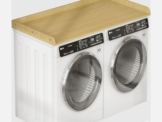 Lot 96-187966 - FJANKUI Washer Dryer Countertop, 54" Width x 27.5" Depth Oak Natural Pine Wood Laundry Countertop wi...