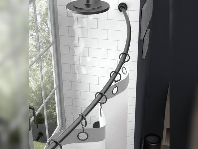 Lot 96-180235 - Gatco Modern Minimalist 72 in. Curved Shower Rod Set in Matte Black
New