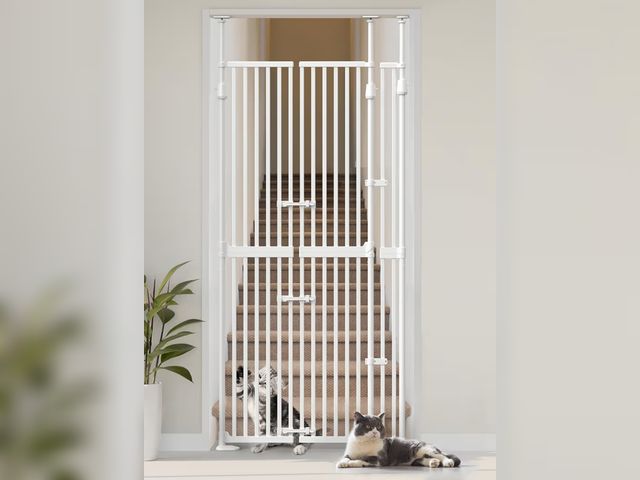 Lot 96-187423 - Extra Tall Cat Gate for Doorway: 74.8"-90.5" Tall Cat Gates for Pet 30.3"-38.2" Wide Pressure Mount ...