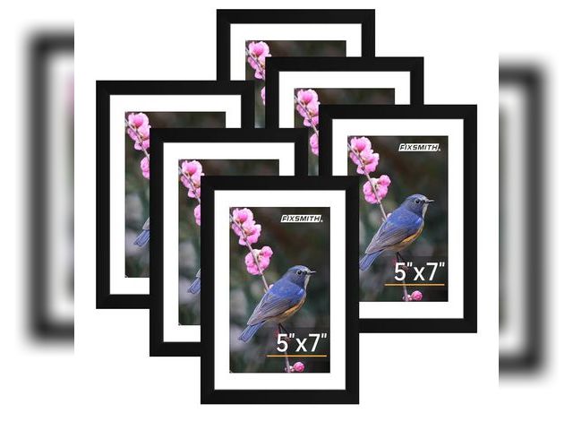 Lot 96-191647 - FIXSMITH 5x7 Picture Frame Set of 6, Photo Frame with HD Plexiglass, Display Pictures 4x6 with Mat o...