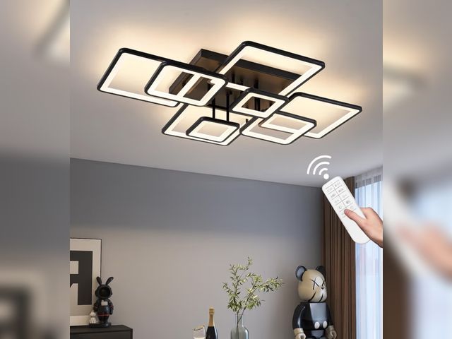 Lot 96-209870 - Shine LUEST Modern LED Ceiling Light, Dimmable LED Chandelier Black Flush Mount Ceiling Lights, Remo...