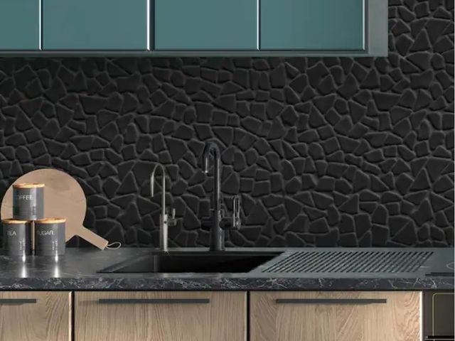 Lot 96-145040 - 30sq ft of Pebble Black River Rock 12 in. x 12 in. Recycled Glass Marble Looks Floor and Wall Mosaic...