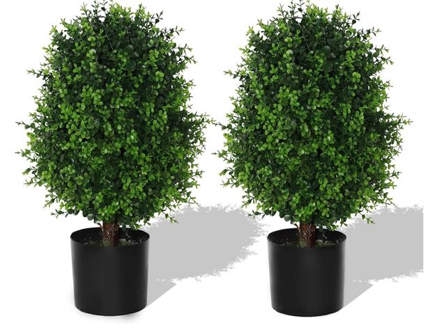 Lot 96-163753 - Artificial Topiaries Cedar Tree, Realistic Faux Topiary, 21.6 Inch Height, Perfect for Outdoor Decor...
