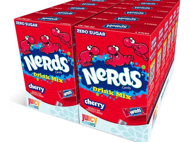 Lot 96-177987 - Juicy Mixes Nerds, Cherry – Powder Drink Mix, Delicious hydration, 12 boxes makes 72 drinks New exp ...