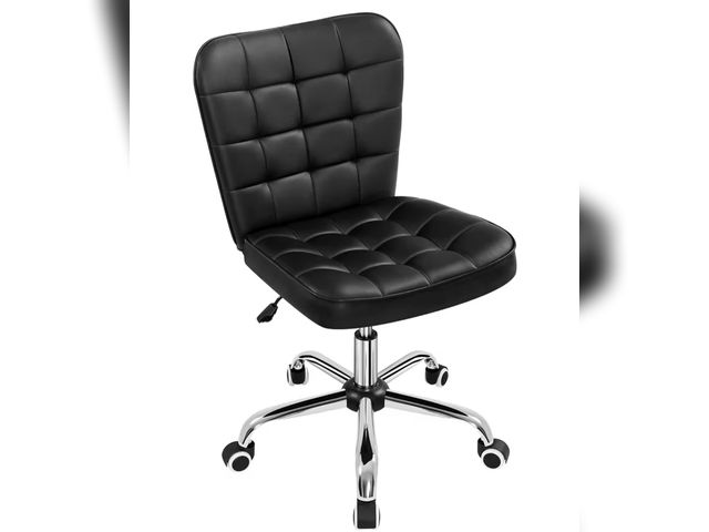 Lot 96-176319 - Yaheetech Modern Tufted Armless Desk Office Chair Faux Leather Upholstered Computer Chair with Adjus...